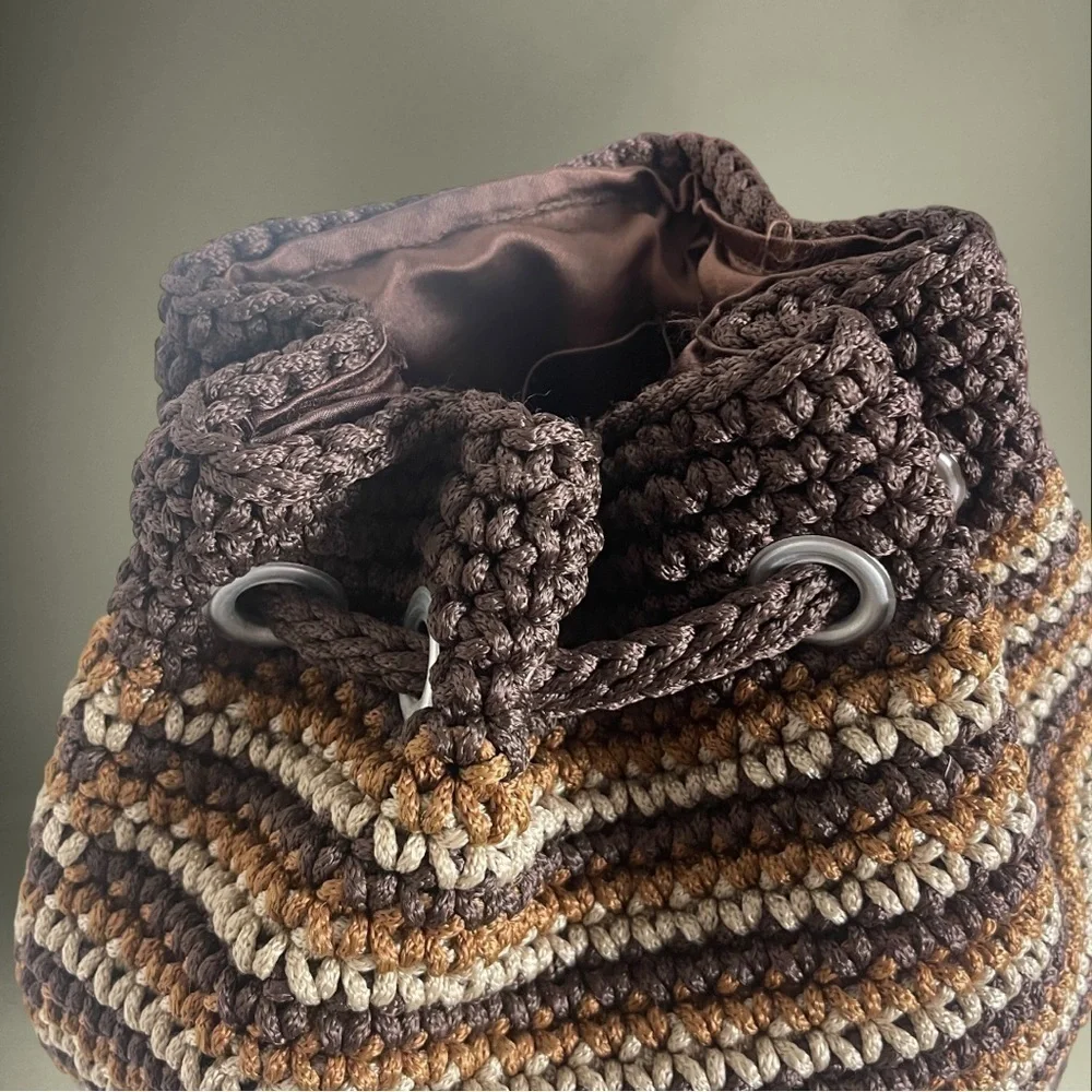 JAI Original Tri Color Neutrals Brown Crocheted Backpack